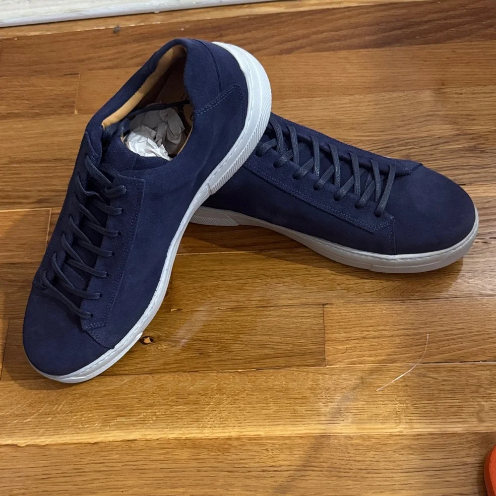 Driver Club Men's Marine leather suede Casual Low-Top Suede Sneakers shoes blue